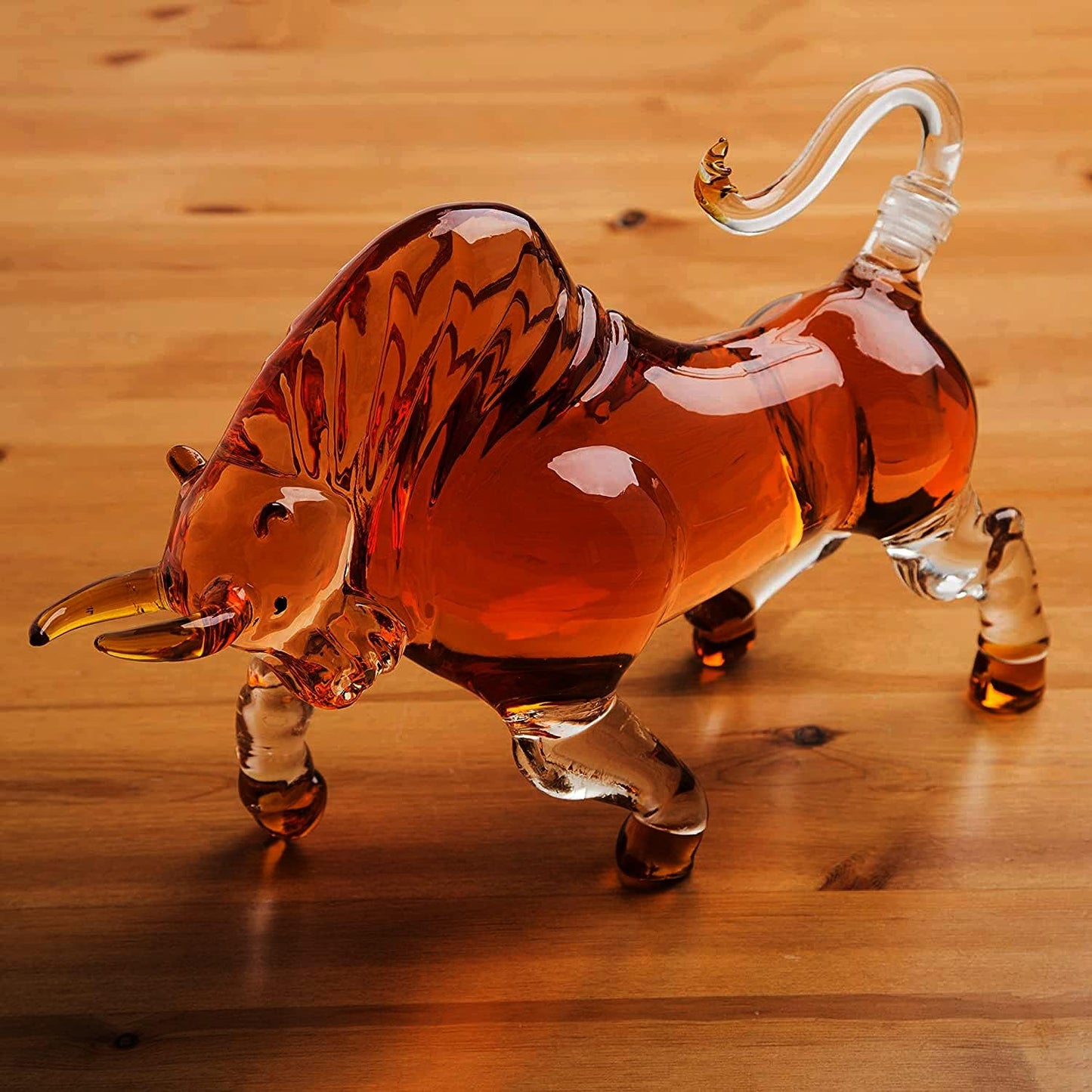 Bull The Wine Savant Charging Bull Heads Forward Animal Liquor Decanter Made For Bourbon, Whiskey, Scotch, Rum, or Tequila, Zodiac Shape Clear-1