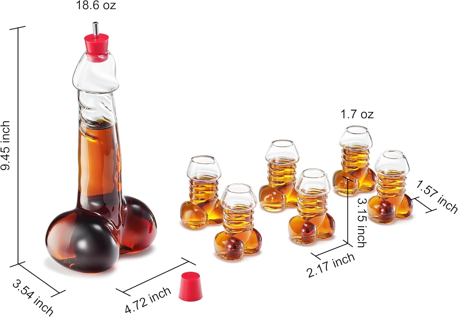 Funny Whiskey Decanter – Unique Glass Decanter for Scotch, Bourbon, Tequila & More – Hilarious Gag Gift with 6 Shot Glasses – Perfect for Parties & Novelty Barware-2