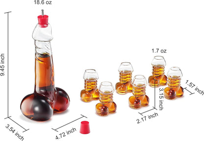Funny Whiskey Decanter – Unique Glass Decanter for Scotch, Bourbon, Tequila & More – Hilarious Gag Gift with 6 Shot Glasses – Perfect for Parties & Novelty Barware-2