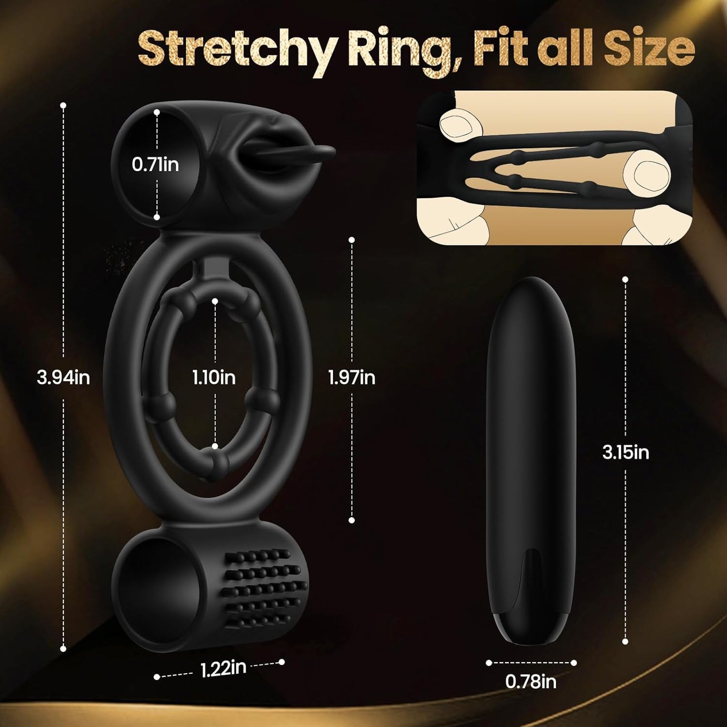 ApexBullet Dual Bullet Vibrator Penis Ring-1