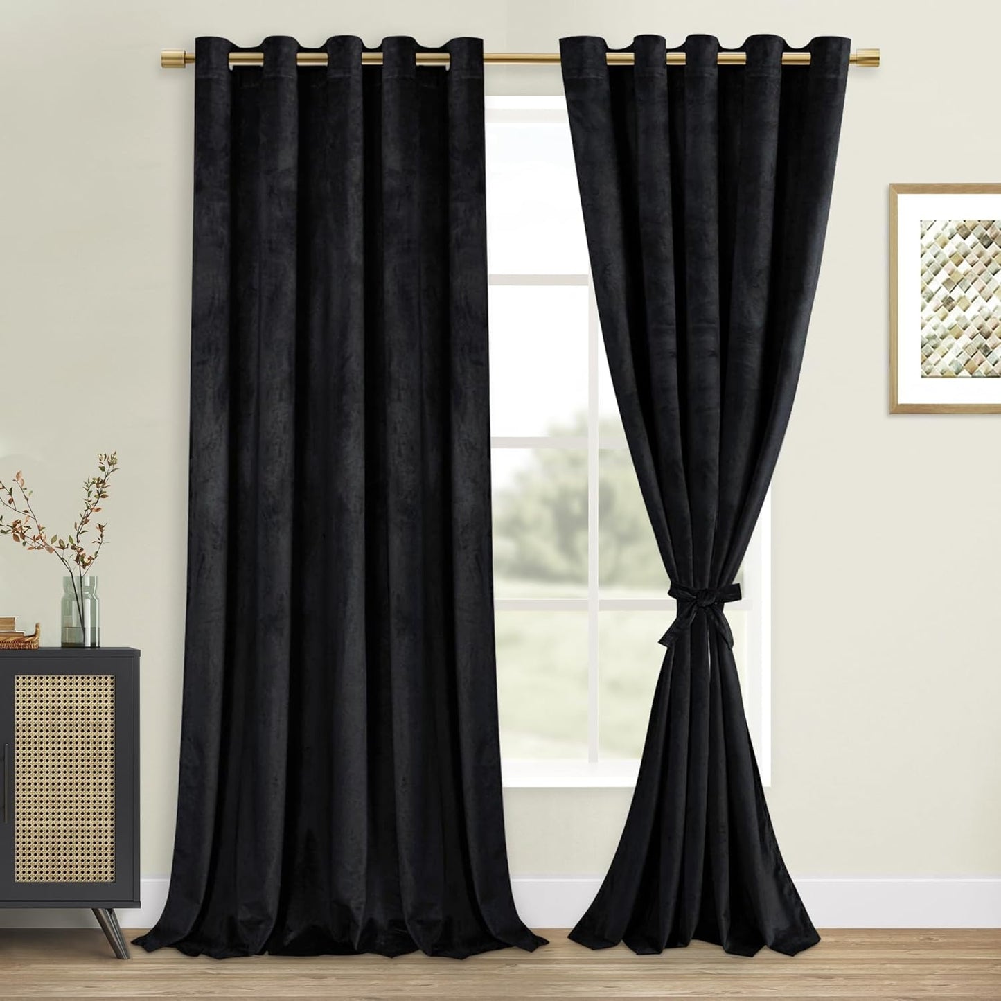 Custom Curtains: Velvet Blackout Curtains, Set of 2 Panels-0