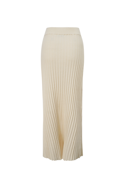 Knit Ribbed Maxi Skirt-Ivory-1