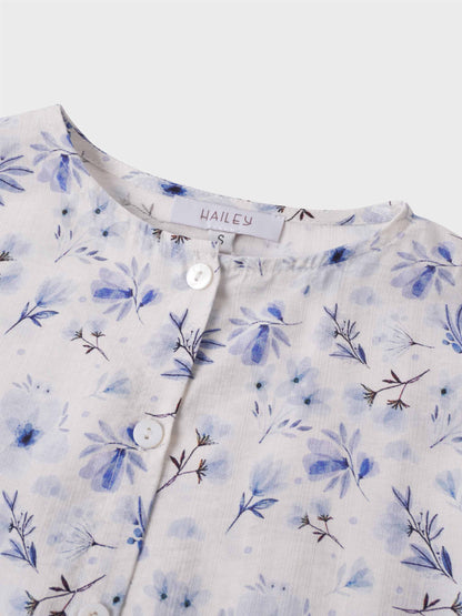 Puff Sleeve Button Down Blouse-Poppy Blue-4