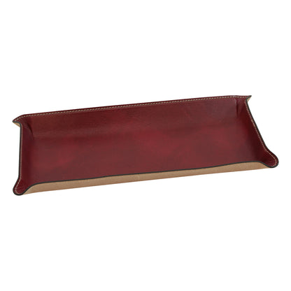 Leather desk tray - red-1