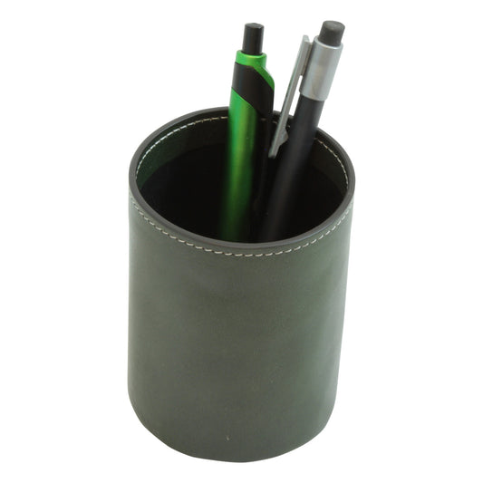 Leather pen cup - green-0