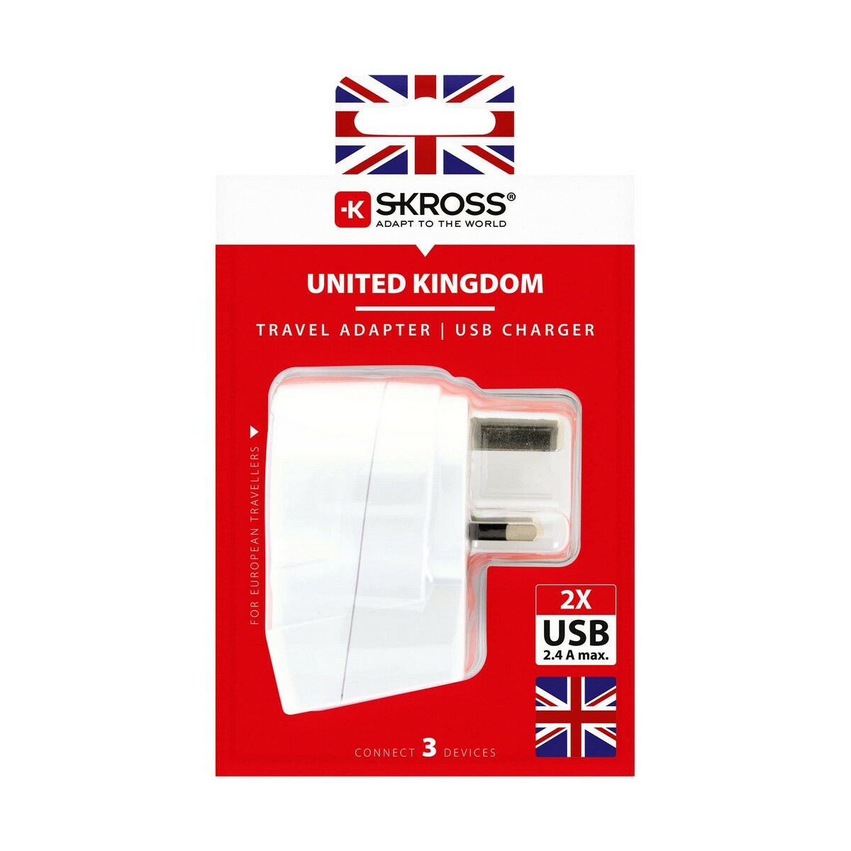 Current Adaptor Skross 1500280 USB x 2 European United Kingdom-2