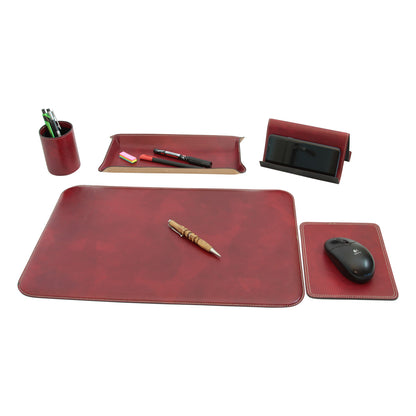 Leather desk kit - 5 pcs  red-0