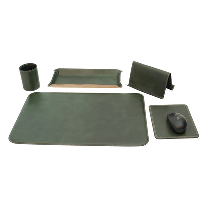 Leather desk kit - 5 pcs   green-1
