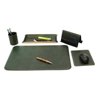 Leather desk kit - 5 pcs   green-0