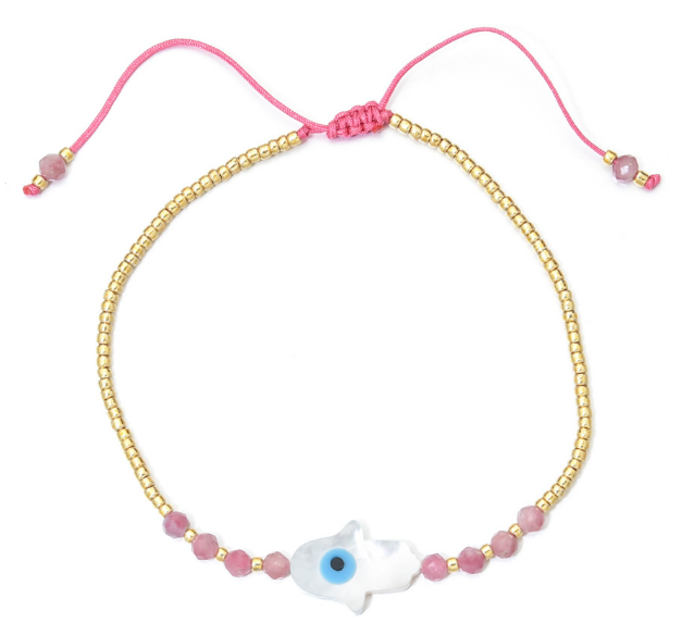 Hamsa Evil Eye Beaded Bracelet-3