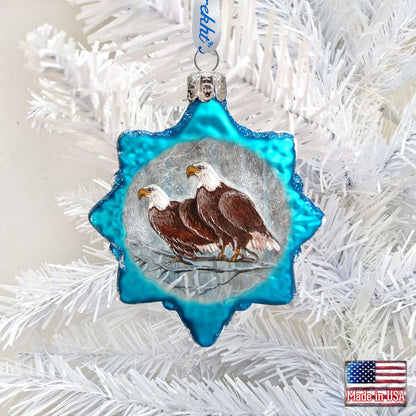 Eagles Snowflake Mercury Glass Ornament by G. DeBrekht - Wildlife Holiday Décor - 771033-0