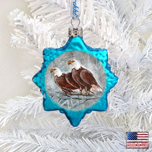 Eagles Snowflake Mercury Glass Ornament by G. DeBrekht - Wildlife Holiday Décor - 771033-0
