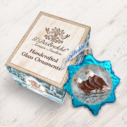 Eagles Snowflake Mercury Glass Ornament by G. DeBrekht - Wildlife Holiday Décor - 771033-2