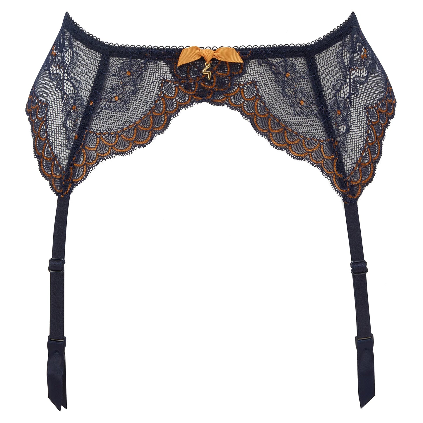 Gossard Superboost Lace Garter Belt Midnight Blue Gold-2