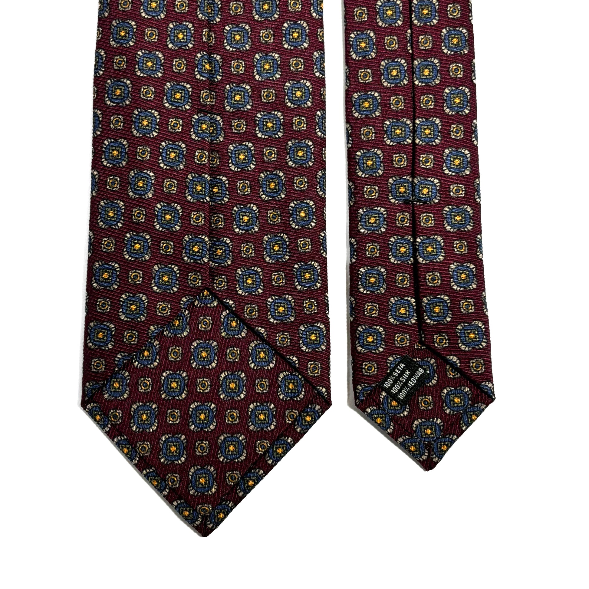 Burgundy Geometric Italian Madder Silk Tie-3
