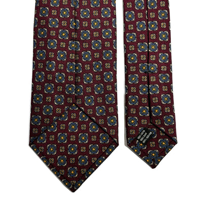 Burgundy Geometric Italian Madder Silk Tie-3