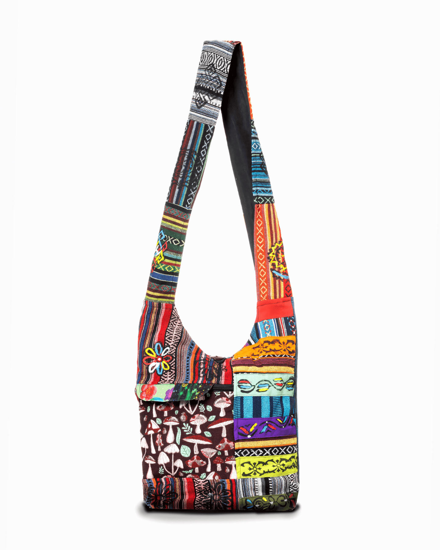 Kathmandu Collection Tribal Stripe Patchwork Hobo Bag-0