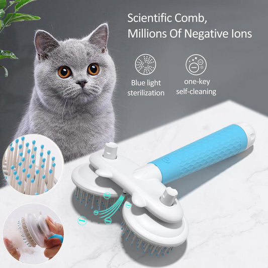 Pet Cat Brush Dog Slicker Brush Double-Headed Negative Ion One-Button Self Cleaning Pet Hair Removal-0