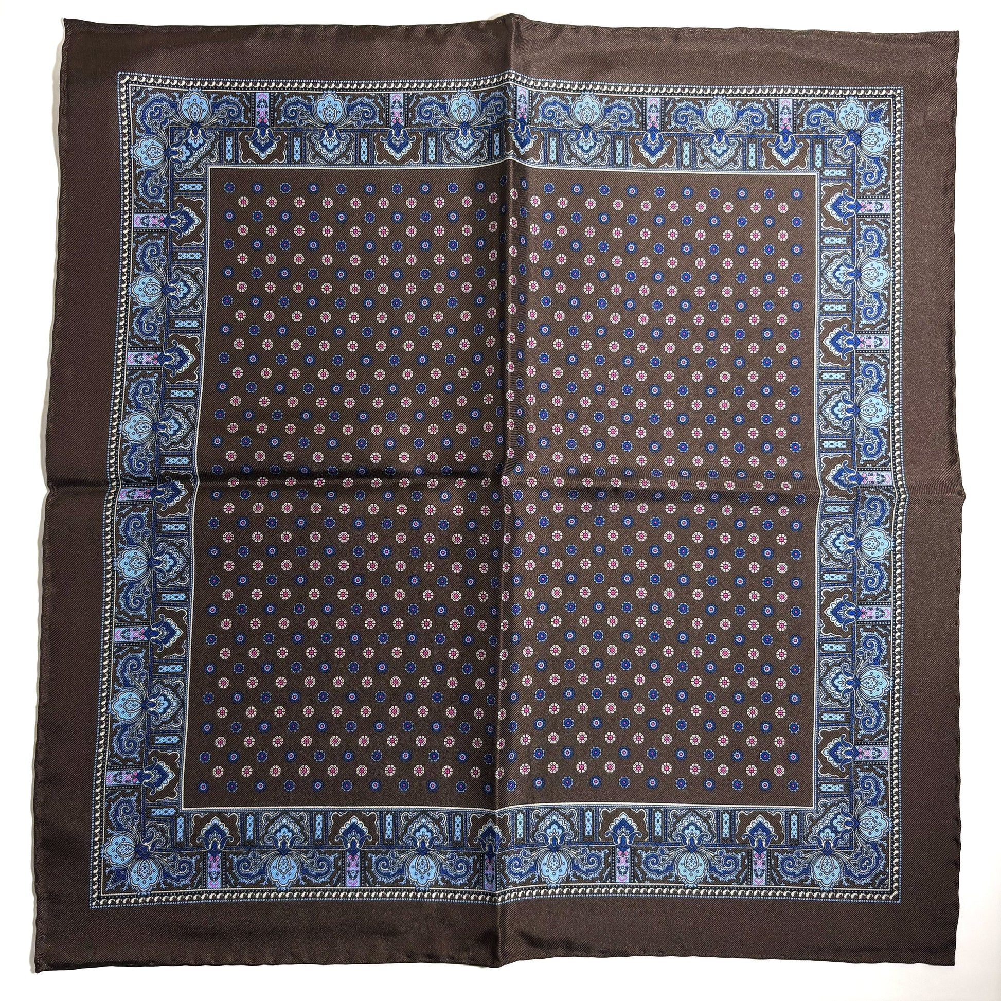 Brown Floral Silk Pocket Square-4