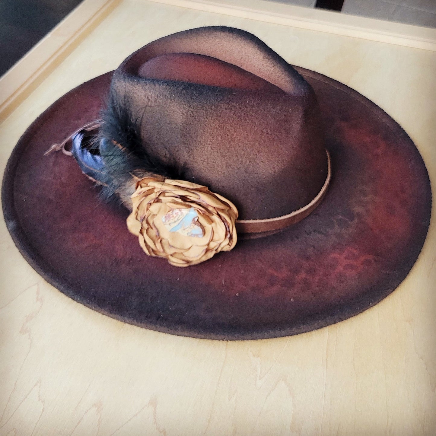CUSTOM Hand-Painted Cowgirl Western Boho Hat A114-0