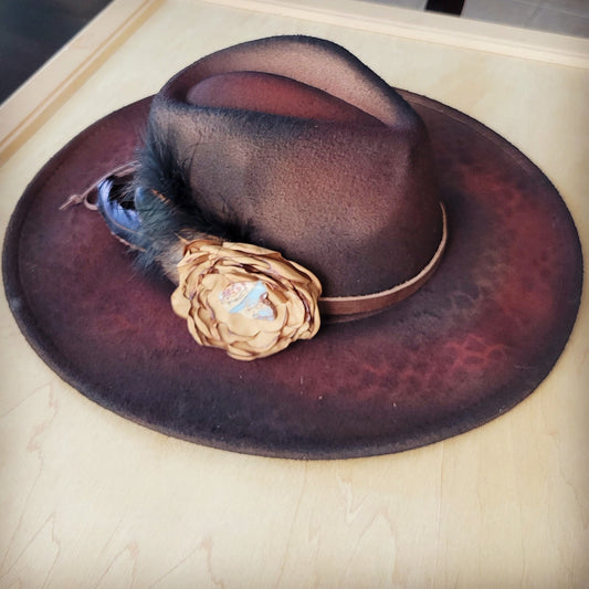 CUSTOM Hand-Painted Cowgirl Western Boho Hat A114-0