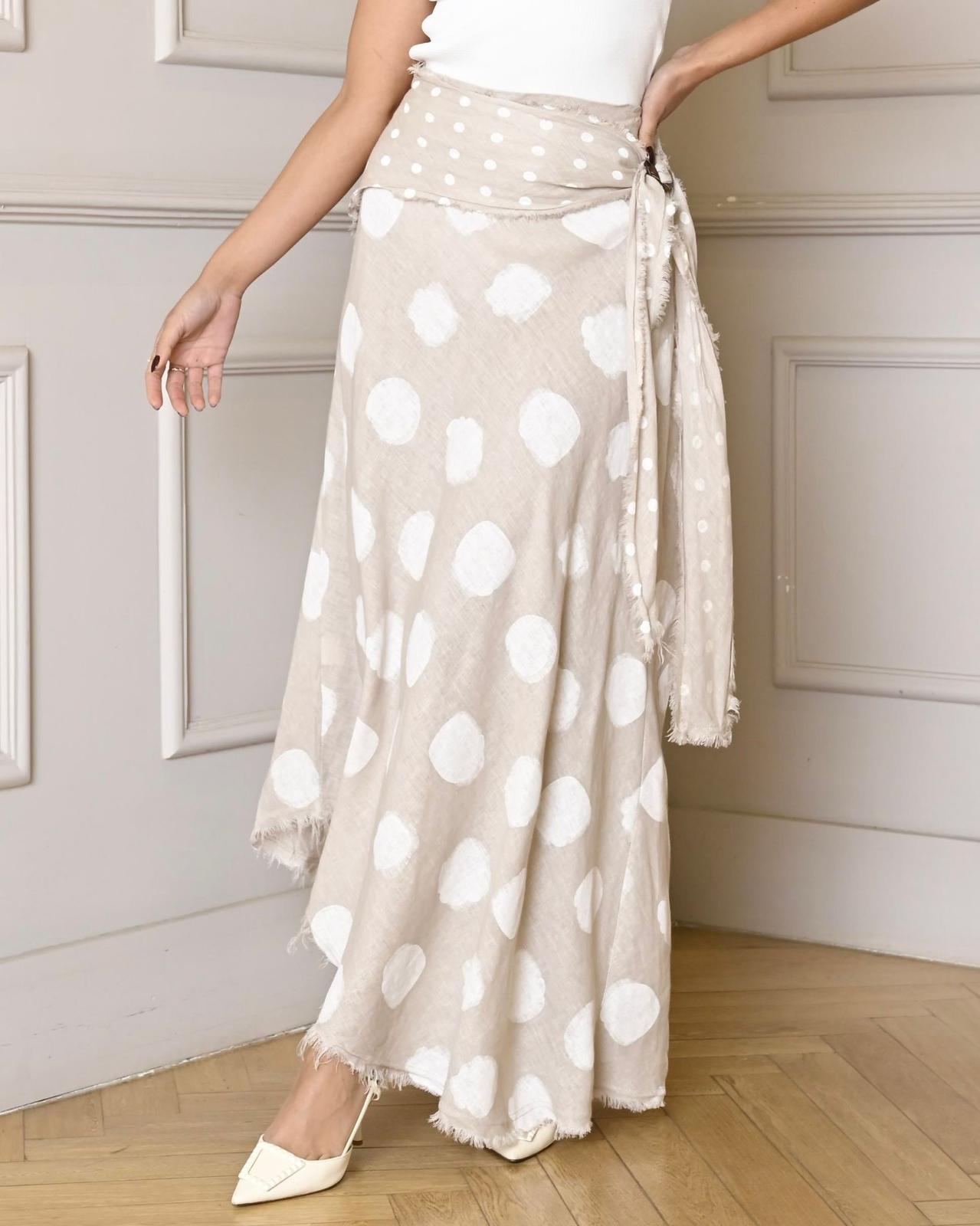 Italian Linen Polka Dot Skirt-0