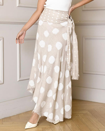 Italian Linen Polka Dot Skirt-0