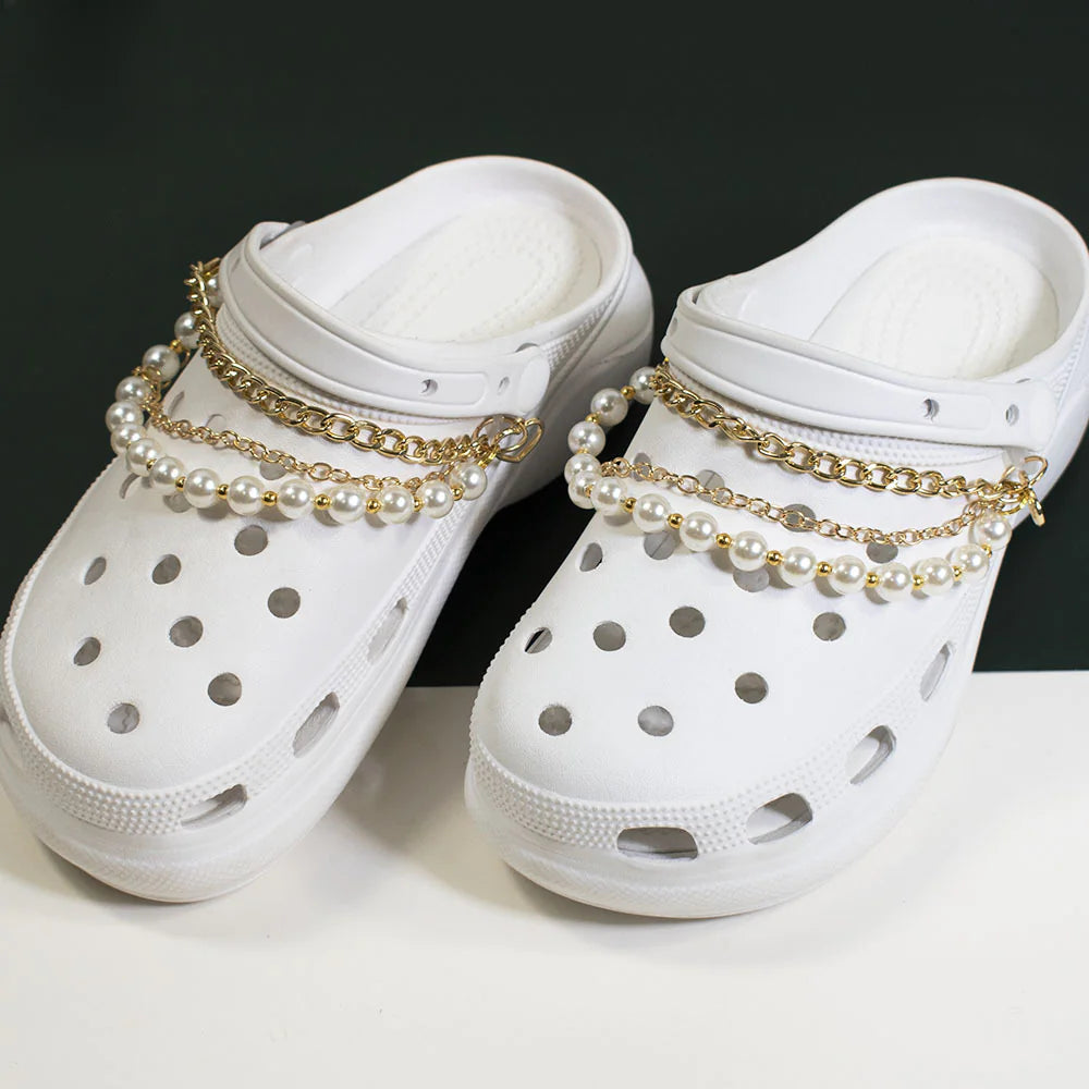New Cross-Border Garden Shoes with Pearl Chain Accessories