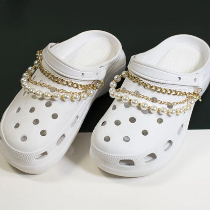 New Cross-Border Garden Shoes with Pearl Chain Accessories