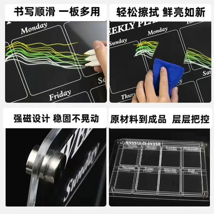 Acrylic Writable Dry Erase Weekly Meal Planner Board