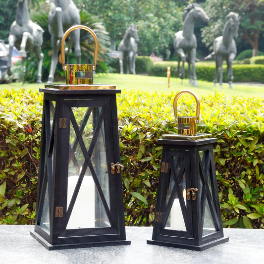 12''&18'' H Metal Decorative Candle Holders Rustic Hanging Lantern(Set of 2)-0