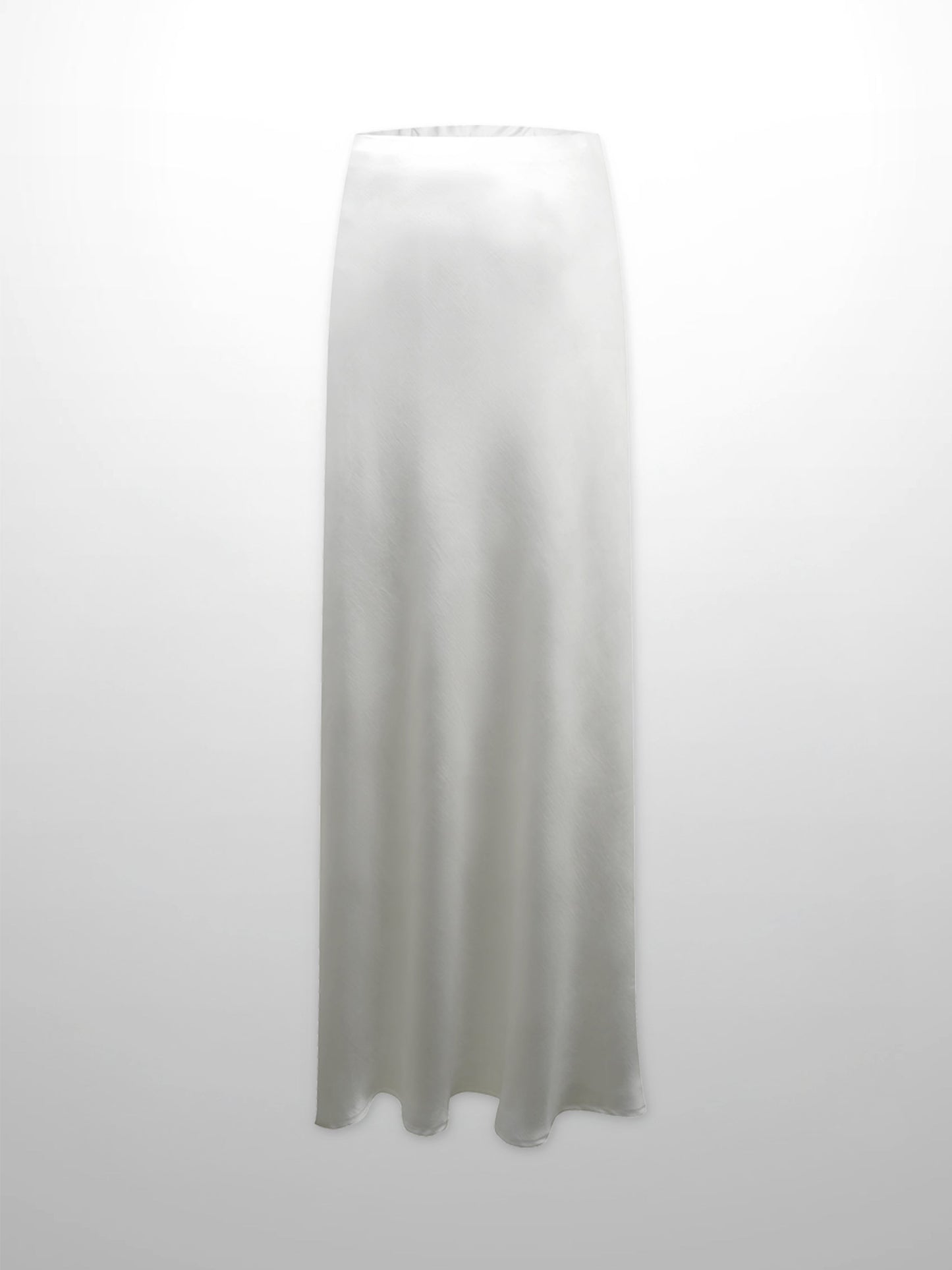 Faux Satin A-Line Skirt-White-0