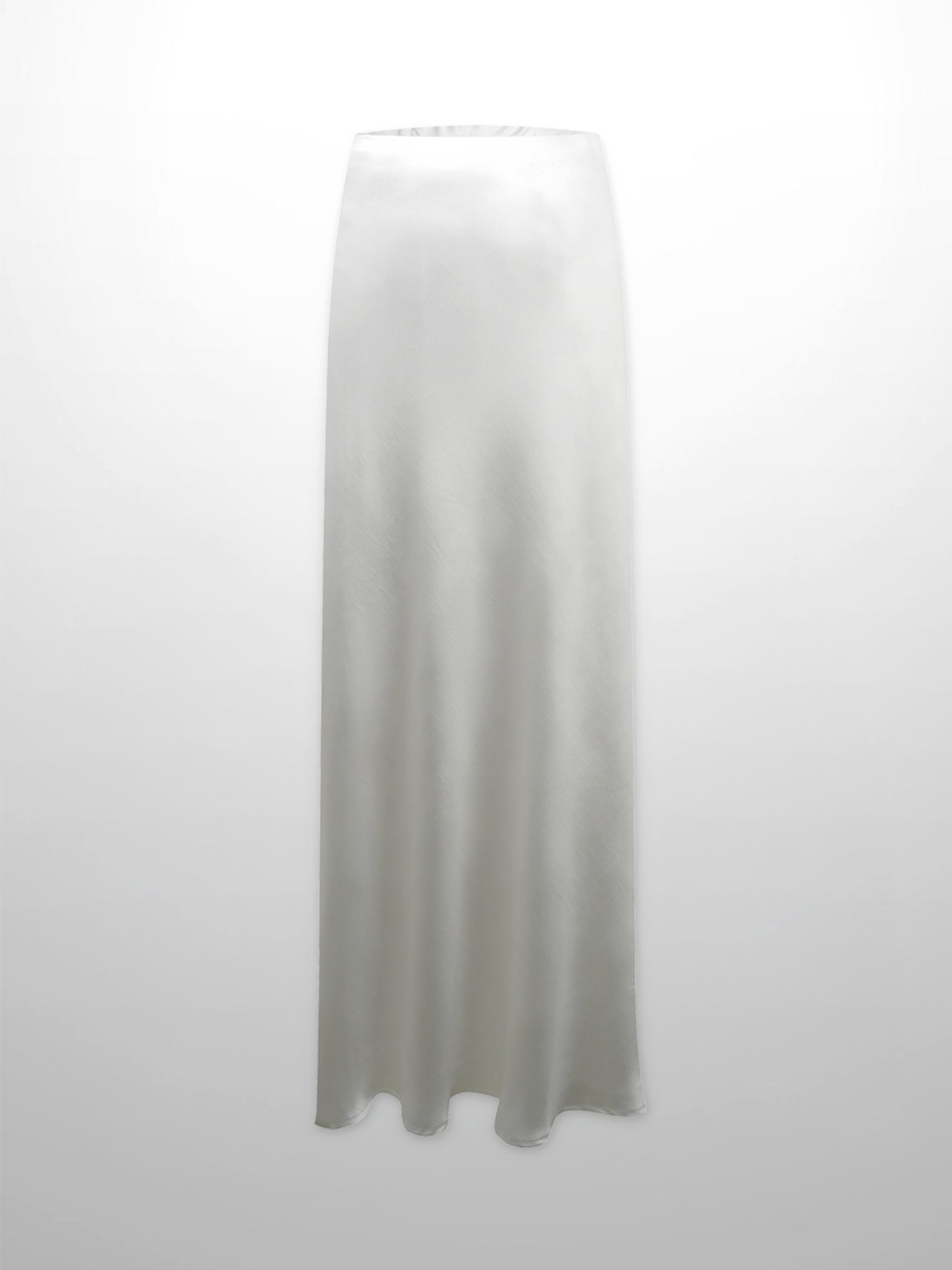 Faux Satin A-Line Skirt-White-0