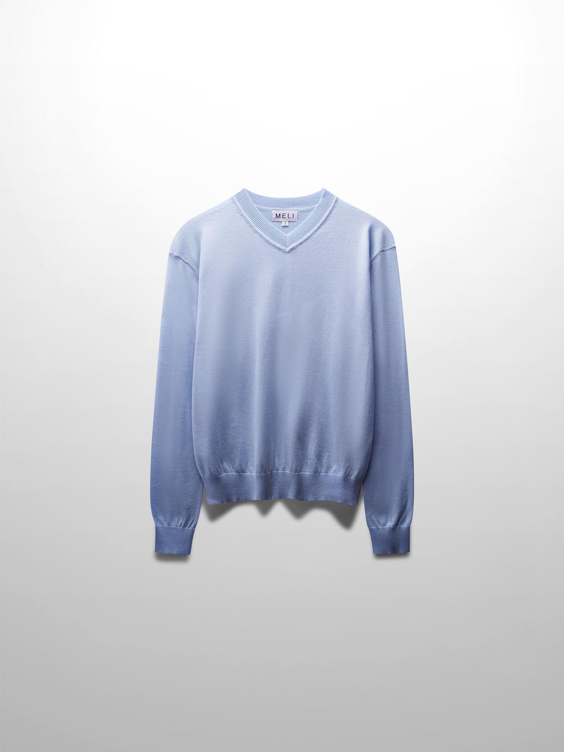 High V Lightweight Sweater-LT Blue-0