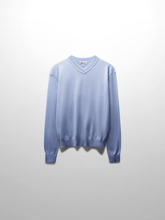 High V Lightweight Sweater-LT Blue-0