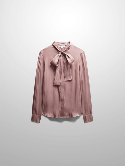 Shimmer Tie Blouse-Champagne-0