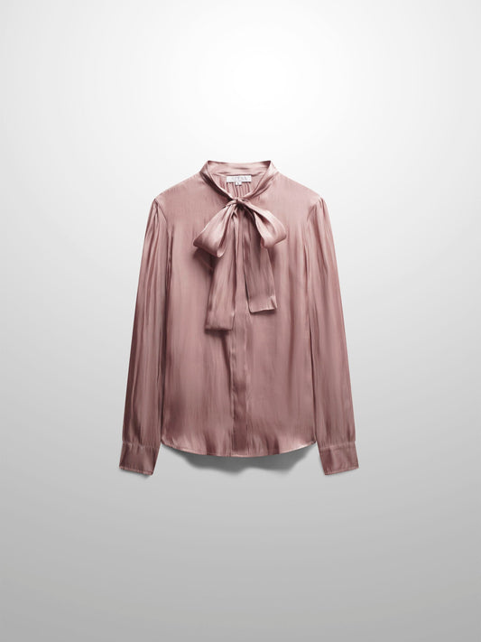 Shimmer Tie Blouse-Champagne-0