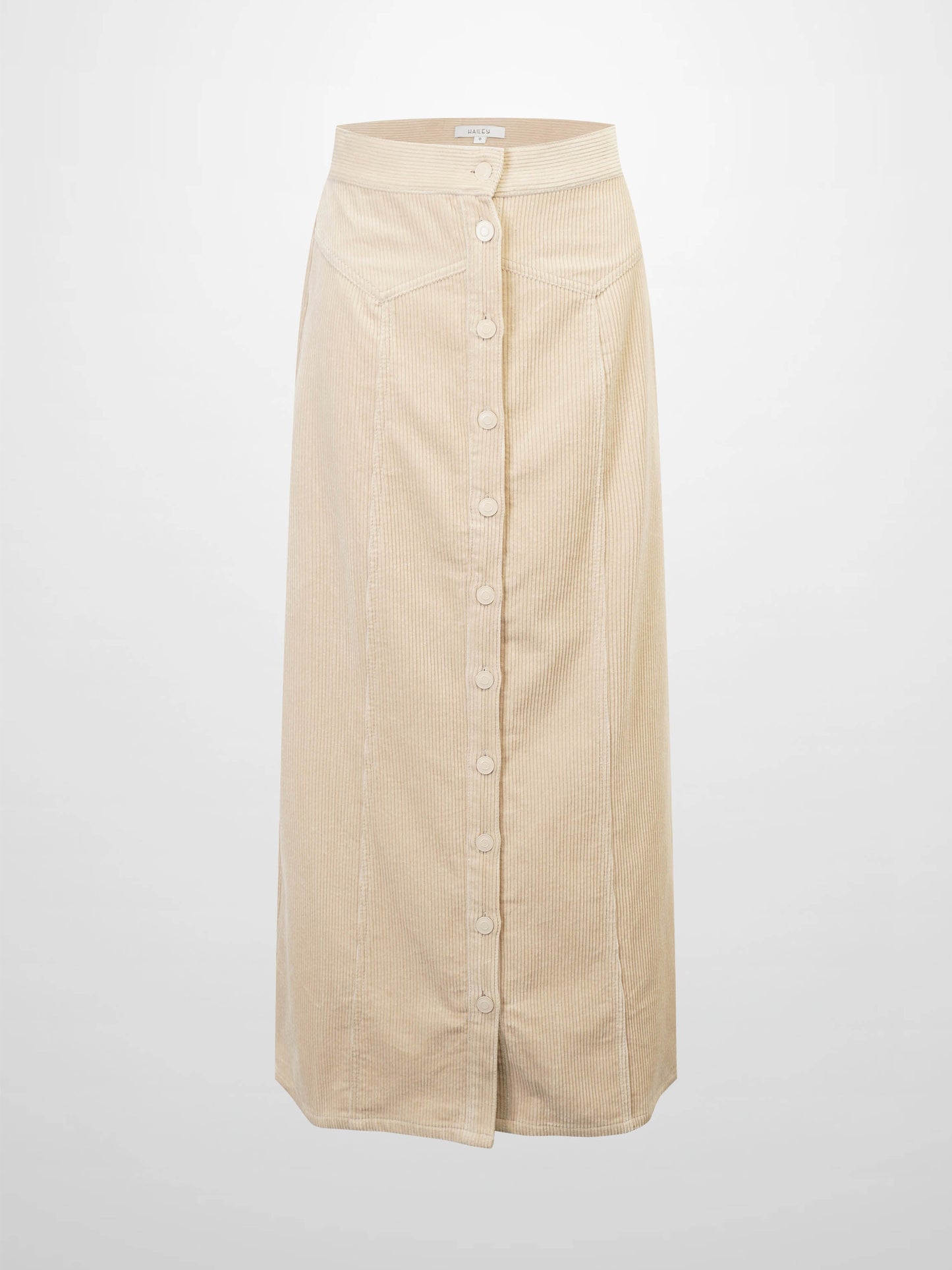 Button Down A-Line Corduroy Skirt-Warm Vanilla-1