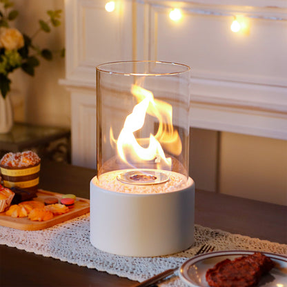 JHY DESIGN Round Tabletop Firepit – Portable, Bio Ethanol Ventless, Indoor/Outdoor-2