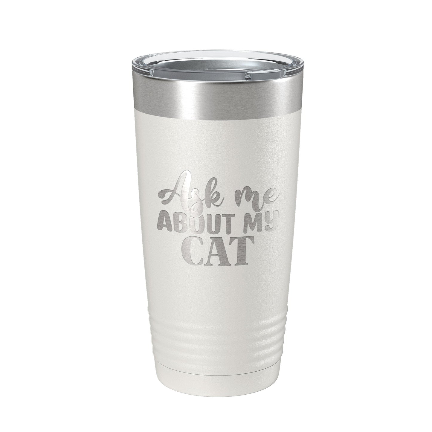 Ask Me About My Cat Tumbler Travel Mug Funny Cat Lover Gift Insulated Laser Engraved Coffee Cup 20 oz-1
