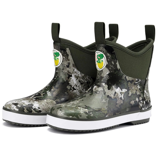 HISEA Kids Deck Boots Waterproof Lightweight Ankle Rain Boots for Boys Girls Rubber Boots Non-slip Child Rain Shoes