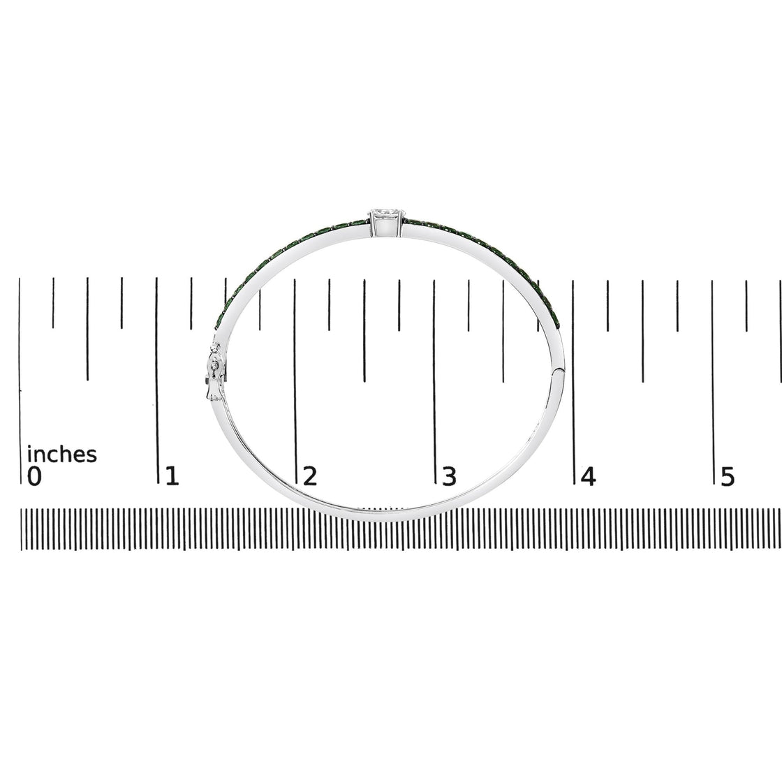 .925 Sterling Silver Created Sapphire and Emerald Semi Eternity Bangle Bracelet - 7" Inches-4