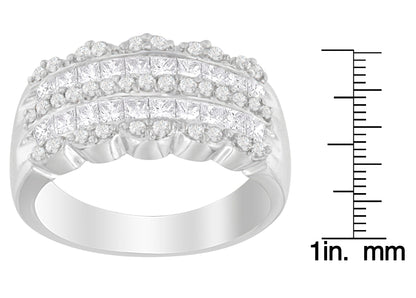 14K White Gold 1 1/7ct. TDW Round and Princess-Cut Diamond Ring(H-I, SI2-I1)-3