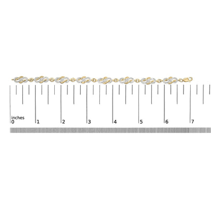 14K Yellow Gold Plated .925 Sterling Silver 1.0 Cttw Diamond Infinity Loop and Swirl Link Bracelet-4