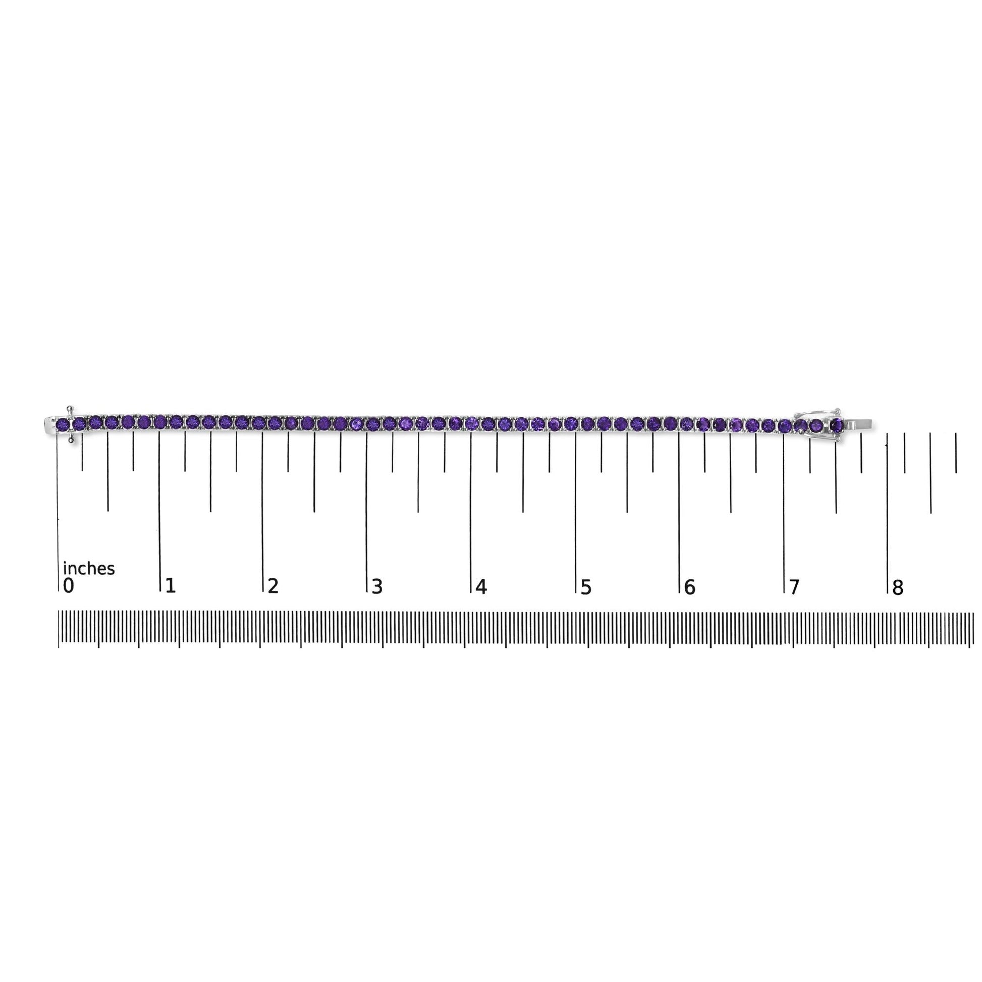 .925 Sterling Silver 7 3/8 Ctw Created Purple Amethyst Tennis Bracelet -7.25" Inches-4