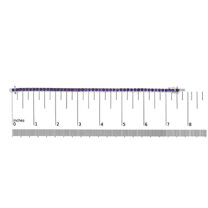 .925 Sterling Silver 7 3/8 Ctw Created Purple Amethyst Tennis Bracelet -7.25" Inches-4