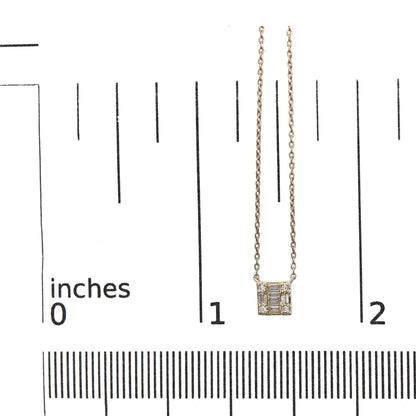 10K Yellow Gold 1/10 Cttw Round and Baguette Diamond Mosaic Composite Square 18" Inch Pendant Necklace (H-I Color, I1-I2 Clarity)-4