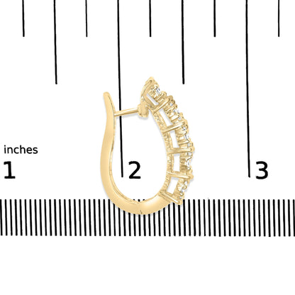 14k Yellow Gold 1/2 Cttw Diamond Cluster Hoop Earrings (H-I Color, SI2-I1 Clarity)-4