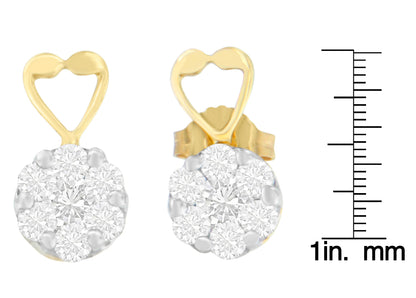 14K Yellow Gold 1ct. TDW Round-cut Diamond Earrings (I-J,SI2-I1)-4