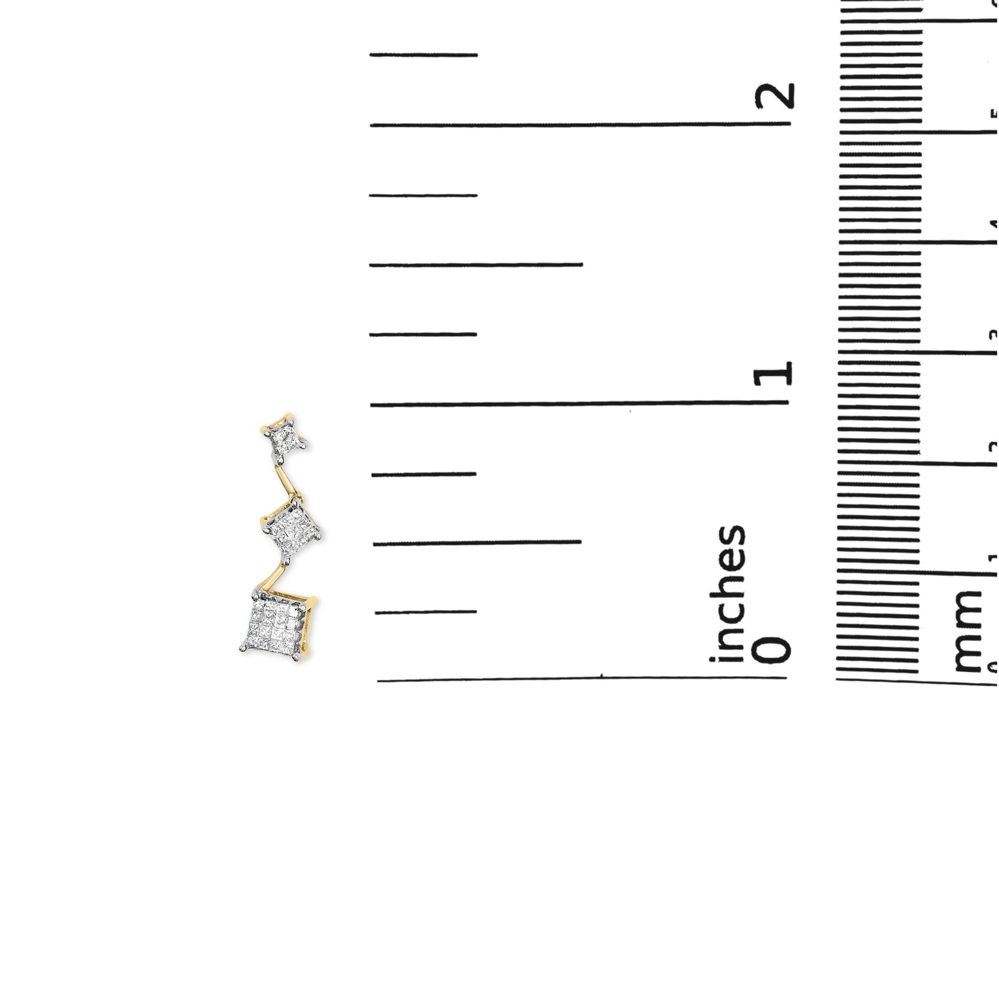 14K Yellow Gold 1 cttw Princess Cut Diamond Earrings (H-I, SI1-SI2)-4